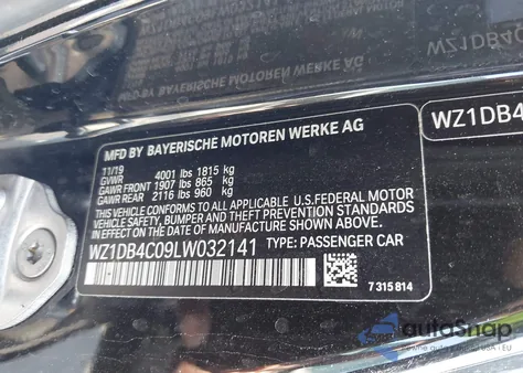 2020 Toyota Gr Supra 3.0 Premium from USA, damaged, VIN WZ1DB4C09LW032141